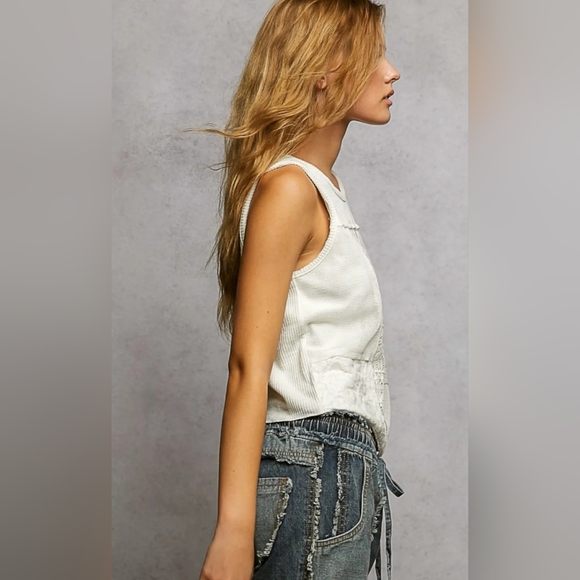 #1132 POL Ghost Flower Patchwork Top - Picture 4 of 14